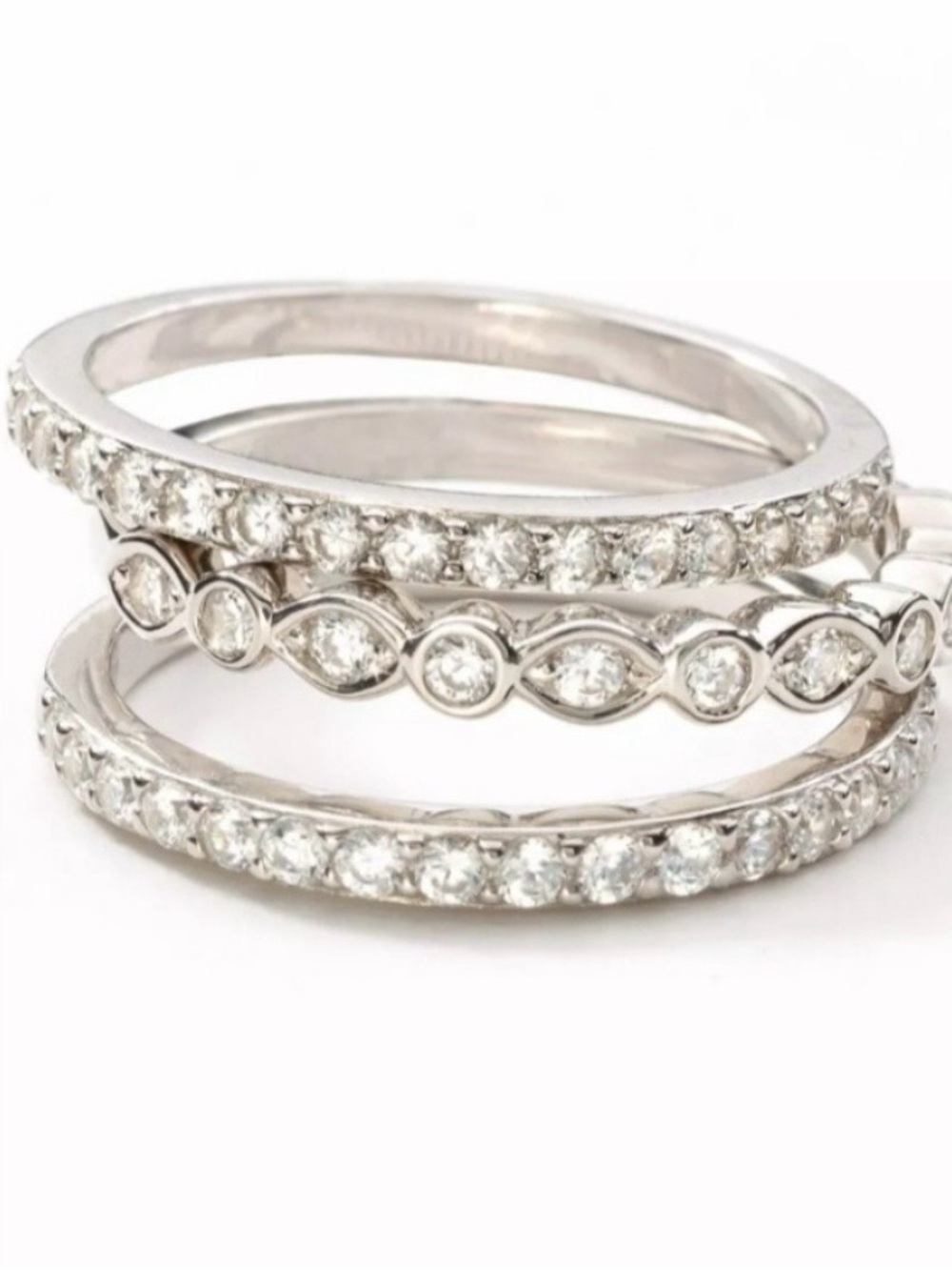 Touchstone Crystal Retired Triple Glam Rings NIB